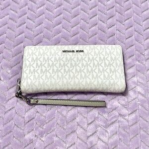 Michael Kors Light Gray Monogram Wristlet